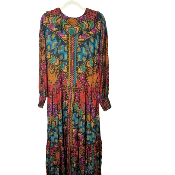 Farm Rio Yawanawa Stripes Ankle Maxi Bohemian Dress Size Large L - Picture 8 of 14